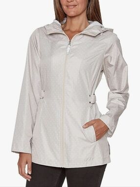 Lovely Springtime JONES NEW YORK "Parka in a Pocket" Beige Dot Rain Windbreaker